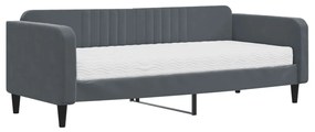sötétszürke bársony heverő matraccal 90 x 200 cm