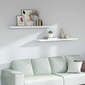vidaXL Falpolc tárolóval 2 pcs Fehér márvány 120 x 23,5 x 4 cm Faanyag