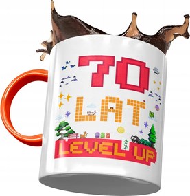 Narancssárga bögre Születésnapra 70 70-es 70-es évek nyomott mintával