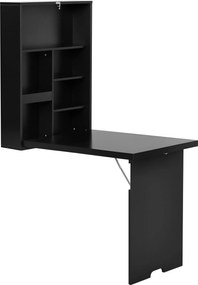 HOMCOM Fali Asztal Fali Hajtható Asztal Összecsukható Íróasztal Krétatábla Fekete 60 x 94.5 x 147 cm | Aosom