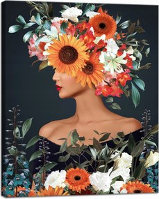 Vászonkép Nő Virágok Művészet Természet 40x50 cm Ajándéknak is tökéletes