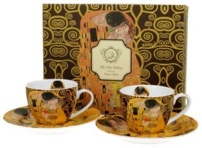 Klimt porcelán kávés csésze aljjal két személyes 110 ml A Csók barna