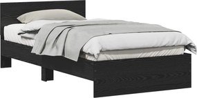 vidaXL Ágykeret fejtámlával Fekete tölgy 203 x 104 x 70 cm Faanyag