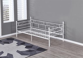 Fém kanapé - egyszemélyes ágy, fehér, 90x200, ROZALI
