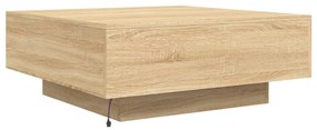 sonoma tölgy színű dohányzóasztal LED-lámpákkal 80 x 80 x 31 cm