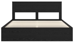 vidaXL Ágykeret matracmal fiókkal Fekete 200 x 200 cm Tömör fenyőfa