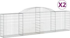 vidaXL 2 db íves horganyzott vas gabion kosár 300x30x80/100 cm