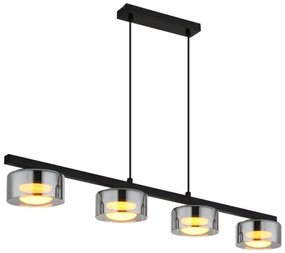 Globo 16055-4HS - LED Csillár zsinóron HIGGINS 4xGX53/6W/230V füstös/fekete