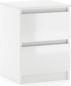 SIMPLE Stolik Nocny 40 2S biały/biały połysk