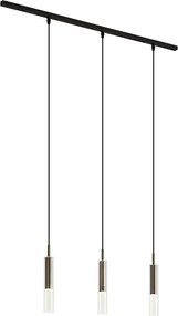 Modern fekete sínrendszer 3 függőlámpával, fegyverszürke, 1 fázisú - Slimline Loyce