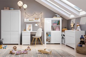 Szekrény 4D, fehér fényes, LINDY