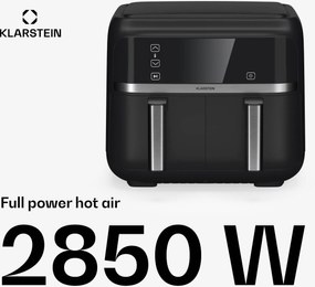 Klarstein VitaFry Duo, forrólevegős fritőz, 2850 W, 7,6 l, 2 főzőzóna, 6 program