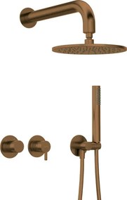 Silia falsĂk alatti zuhanyszett csapteleppel, szĂĄlcsiszolt bronz
