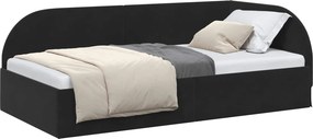 vidaXL Sarokágy keret fejtámlával Fekete 80 cm x 200 cm Bársony