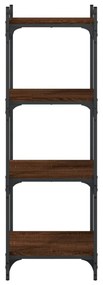 4 szintes barna tölgy színű szerelt fa könyvespolc 40x30x120 cm