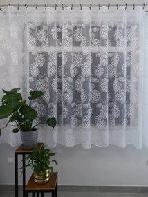 Mg Függöny Levelek monster 34949 Fehér kész szalaggal 400x160cm M