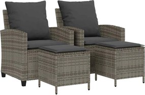 vidaXL 4 részes szürke polyrattan kerti ülőgarnitúra párnákkal
