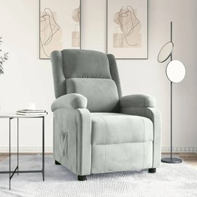 vidaXL világosszürke bársony dönthető fotel