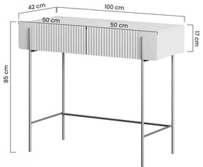 Malmi fésülködőasztal fiókokkal 100 cm - kasmír / fekete lábak