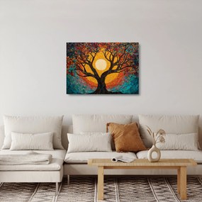 Üveg kép - Nap az élet fájának koronájában (70x50 cm)