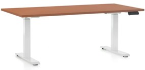 Állítható magasságú asztal OfficeTech D, 160 x 80 cm, fehér alap, cseresznye
