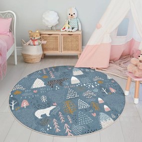 Kék mosható gyerek szőnyeg ø150 cm Forest Land – Mila Home