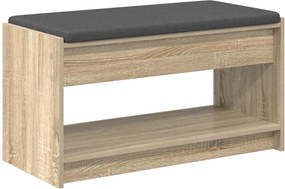 vidaXL Előtér pad Sonoma tölgy 83 x 38 x 45 cm Műanyag Fa és Szövet