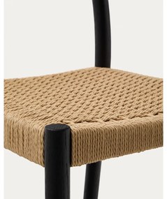 Fekete-natúr színű tölgyfa bárszék (ülésmagasság 65 cm) Yalia – Kave Home