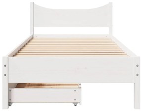 fehér tömör fenyőfa ágykeret fiókokkal 100 x 200 cm