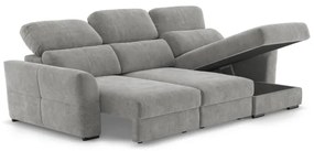 Univerzális kihúzható háromszemélyes sarokkanapé tárolóval TRENTO világosszürke