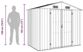 szürke horganyzott acél kerti fészer 205 x 129 x 183 cm