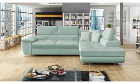 SAN DIEGO kinyitható kanapé tárolóhellyel - menta színű, jobb sarok