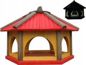 Nagy fa madáretető kertbe K60_S XXL piros napelemes Led