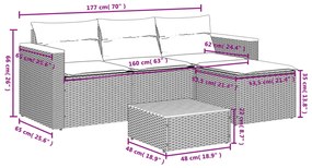 vidaXL 5 részes szürke polyrattan akácfa kerti ülőgarnitúra párnákkal