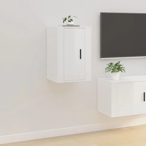 2 db magasfényű fehér fali TV-szekrény 40x34,5x60 cm