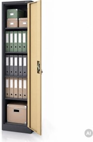 Fém irodai iratszekrény, antracit/dió, 450x1850x400 mm: ALEX Eco Design