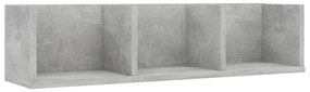 betonszürke szerelt fa CD-tartó fali polc 75 x 18 x 18 cm