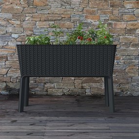 Splendor megemelt műanyag kerti virágláda 120l fonott rattan