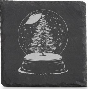 Kő alátétek x4 Karácsonyi gravírozás Karácsonyfa üveggömbben