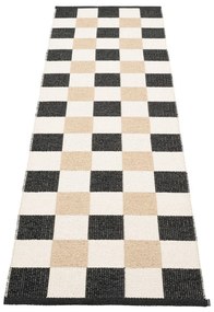 Fekete-krémszínű kültéri-beltéri futószőnyeg 70x240 cm Pix Black Vanilla – Pappelina