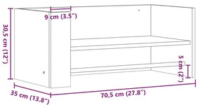 füstölt tölgy színű szerelt fa fali polc 70,5x35x30,5 cm