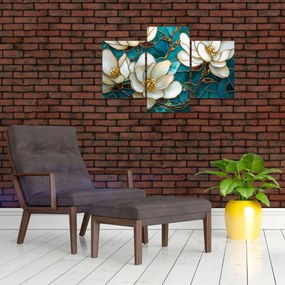 Kép - Ólomüveg magnóliával (90x60 cm)
