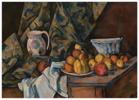 Üveg kép - Paul Cézanne, Still Life with Apples and Peaches, reprodukciók (70x50 cm)