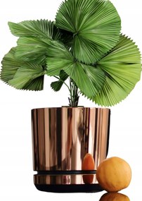 21 cm-es kaspó állvánnyal Lazac rózsaszín arany magas fényű csillogó