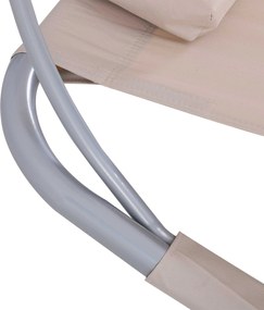 Outsunny 2-Fős Kerti Napozóágy Modern Design Állítható Tető 2 Kerekes 2 Párna Epoxi-Bevonatú Acél Poliészter Homok | Aosom