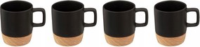 Kerámia bögrék bambusz talppal, 4 x 120 ml, praktikus szett