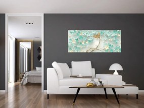 Virágok pillangóval képe (120x50 cm)