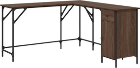 vidaXL barna tölgyszínű szerelt fa íróasztal 141x141x75 cm