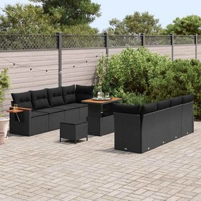 Kerti Kanapé Szett párnával 11 pcs Fekete 90 x 55 x 71 cm