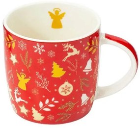 Karácsonyi porcelán bögre díszcsomagolásban - 300 ml piros